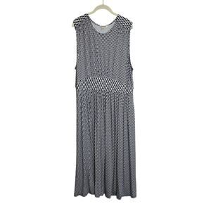 Boden Thea Maxi Dress 16-18R Blue White Geometric Sleeveless Pockets